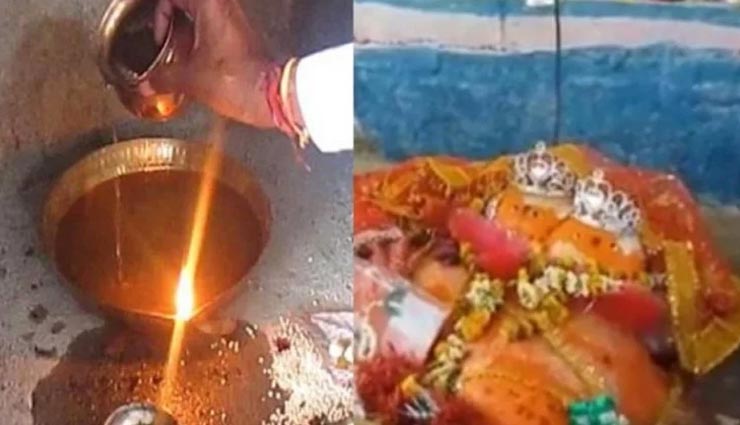 weird news,weird incident,madhya pradesh,lamp burns with water,mata temple ,अनोखी खबर, अनोखा मामला, मध्यप्रदेश, पानी से जलता दीपक, माता का मंदिर