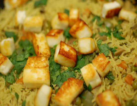 Mushroom Paneer Biryani