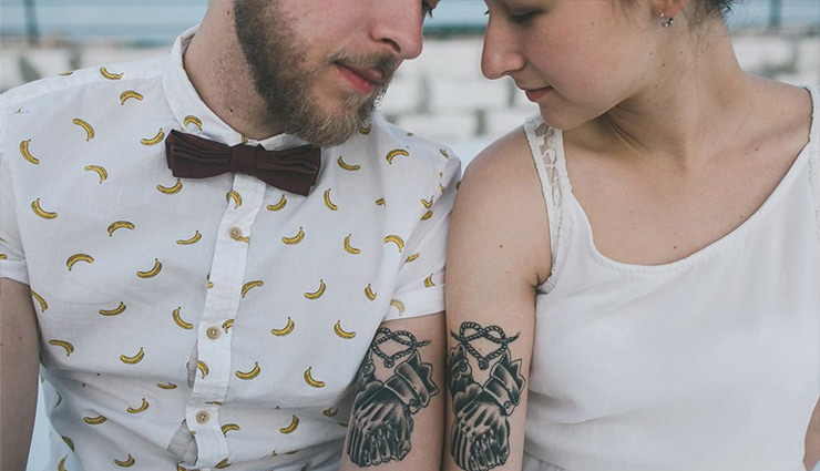 tattoo,couples,couples tattoo,king and queen crowns tattoo,name and date tattoo,fingerprint tattoo,matching tattoos,connecting tattos