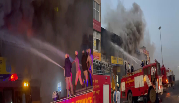 jaipur: a huge fire broke out in a fan belt warehouse in murlipura,loss worth lakhs,30 fire engines brought it under control in 7 hours