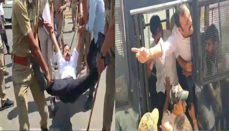 jaipur: police lathicharged aap workers protesting outside bjp headquarters