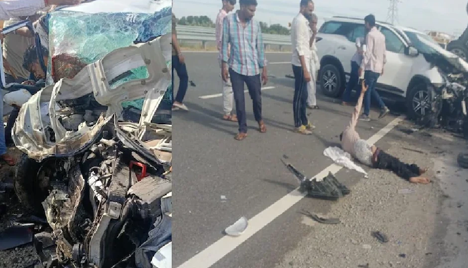 भारतमाला एक्सप्रेस-वे पर भीषण दुर्घटना, दो लग्जरी कारों की टक्कर में तीन की मौत, दो घायल