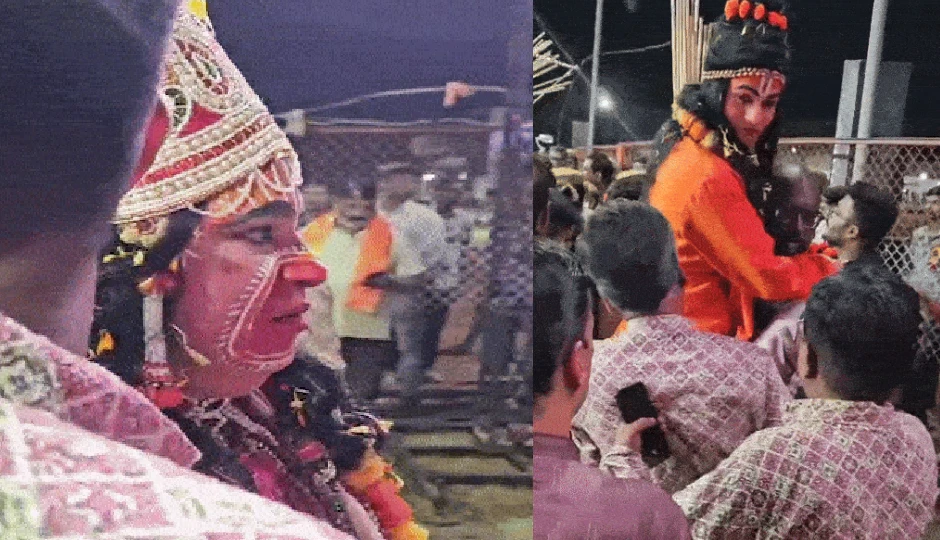 अजमेर में भीड़ के बीच फंसे 'हनुमान', 'राम' को आयोजकों ने गोद में उठाकर सुरक्षित निकाला