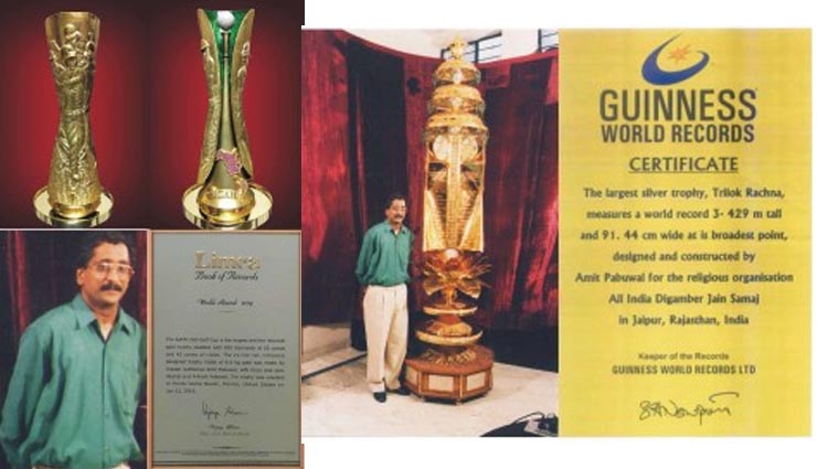 7 guinness world records that are from jaipur,man with the longest mustache,temple with a marvelous feat of architecture,worlds largest display of lamps,worlds largest silver vessel,worlds biggest sports trophy,biggest bhoomi poojan,maximum number of comments on social media