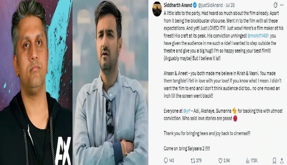 ‘सैयारा 2’ पर सिद्धार्थ आनंद की मांग को लेकर बोले मोहित सूरी – सीक्वल की कोई योजना नहीं, यह फिल्म बनी थी दिल से ‘सैयारा 2’ पर सिद्धार्थ आनंद की मांग को लेकर बोले मोहित सूरी – सीक्वल की कोई योजना नहीं, यह फिल्म बनी थी दिल से