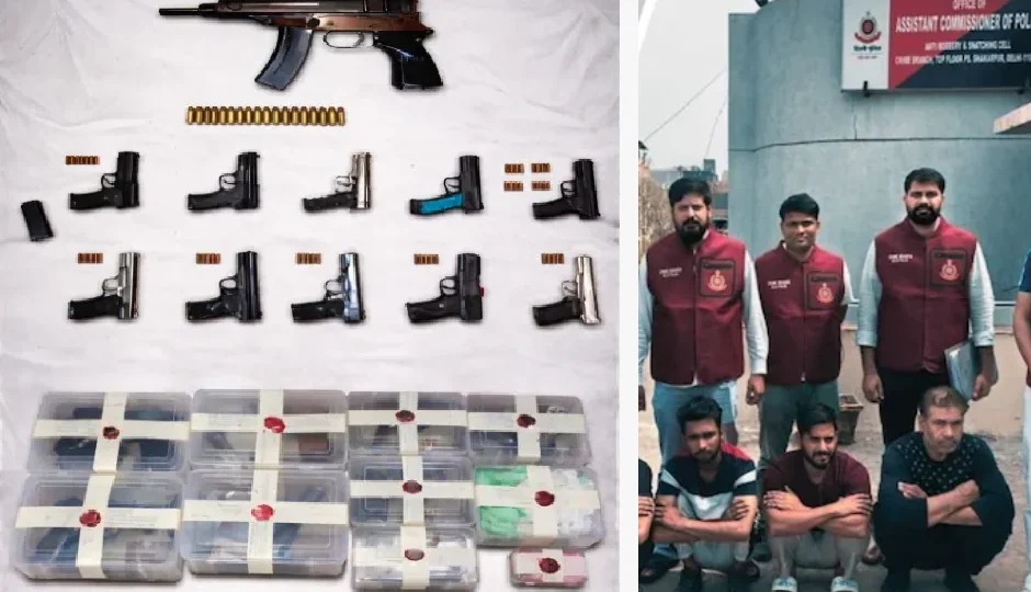 दिल्ली में इंटरनेशनल हथियार तस्करी गिरोह का भंडाफोड़, चीन-जर्मनी समेत कई देशों के हाईटेक हथियार बरामद, 10 आरोपी गिरफ्तार