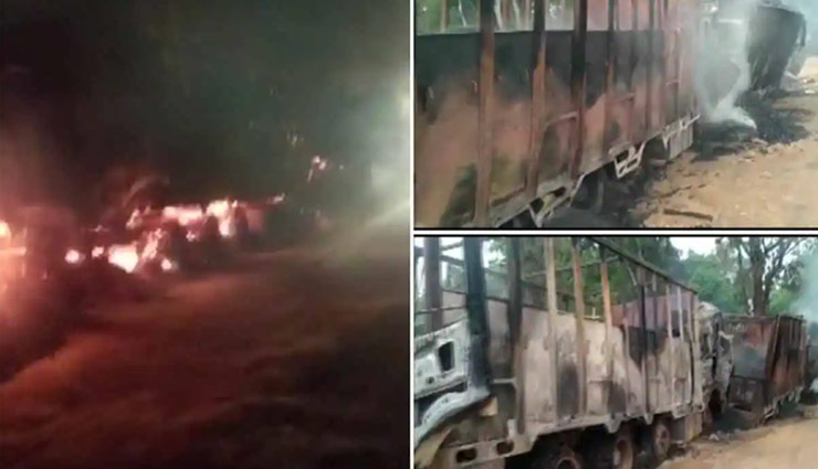 असम में बदमाशों ने 7 ट्रकों में लगाई आग, 5 ड्राइवर जिंदा जले 