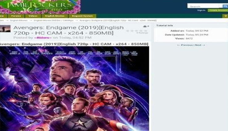 avengers endgame,avengers endgame online leaked,tamil rockers leaked avengers endgame,hollywood,hollywood news in hindi