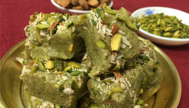 pista badam burfi,pista badam burfi recipe,winters recipe,burfi recipe,badam recipe,pista recipe