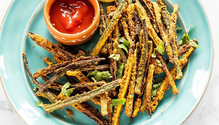 baked kurkuri bhindi,bhindi recipe,baked bhindi recipe,main course recipe