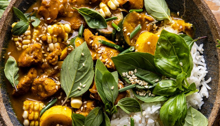 Recipe- South Indian Style Mixed Vegetable Coocnut and Basil Curry