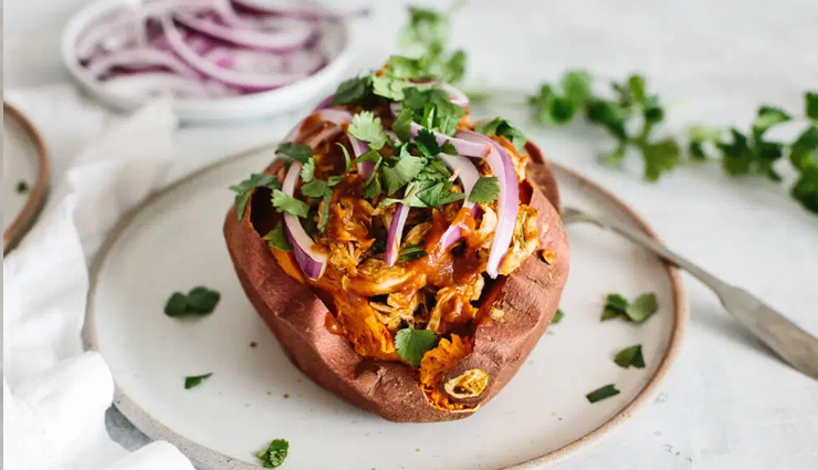 Recipe- Delicious and Healthy BBQ Chicken Stuffed Sweet Potatoes