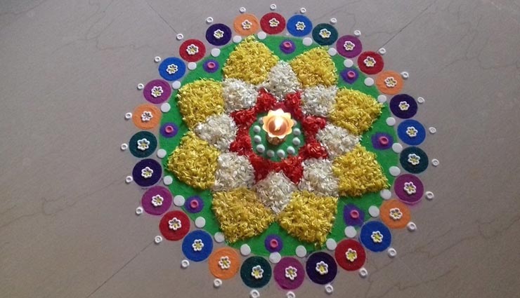 decoration tips,diwali decoration,rangoli,flower rangoli,fragrance rangoli,beauty of rangoli,rangoli on diwali