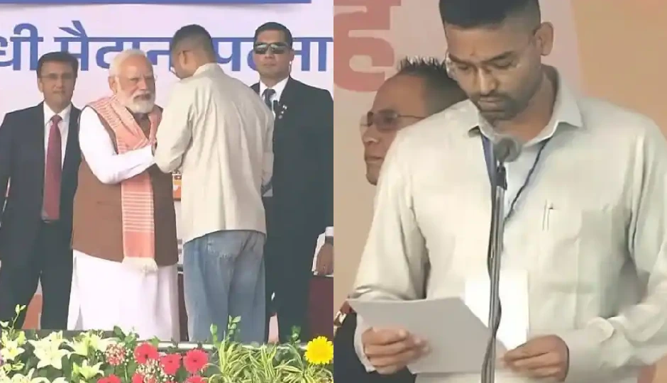 जींस-शर्ट और क्रॉक्स में मंत्री पद की शपथ लेने पहुंचे उपेंद्र कुशवाहा के बेटे दीपक प्रकाश, बोले— 'क्यों बनाया मंत्री, ये पिताजी ही बताएंगे'