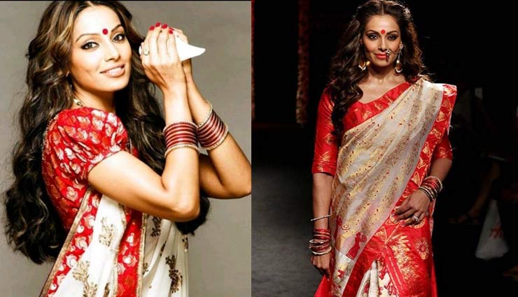 Bollywood actresses,durga puja saree,bengali look,fashion tips,rani mukharji,bipasha basu,sushmita sen,kajol,asishwarya rai ,बंगाली साडी, बोलीवुड एक्ट्रेस, फेशन टिप्स 