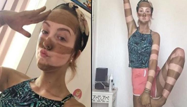 सोशल मीडिया पर वायरल हुई लड़की की अजीबोगरीब टैनिंग