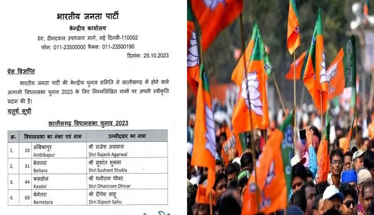 छत्तीसगढ़ विधानसभा चुनाव: भाजपा ने जारी की अंतिम सूची, किया 4 नामों का ऐलान
