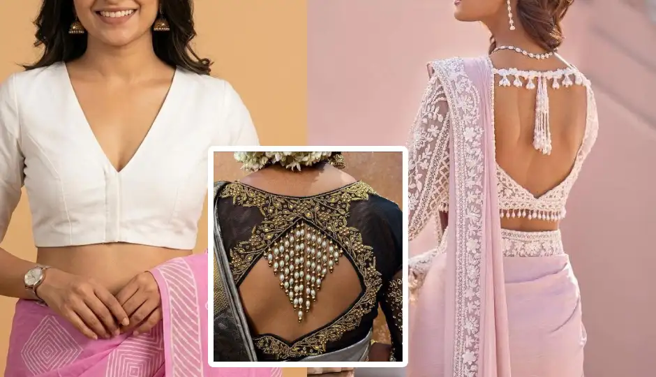 saree blouse designs 2026,trending blouse designs,bridal blouse designs,cocktail blouse styles,corset blouse,halter neck blouse,cape blouse,queen anne neckline,dori back blouse,pearl blouse design