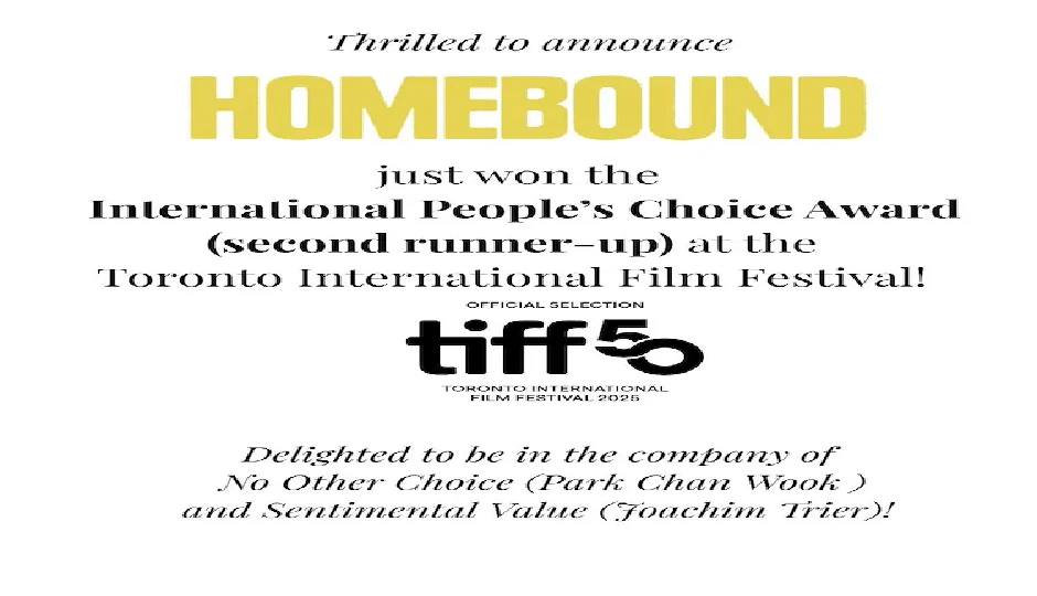 टोरंटो फिल्म फेस्टिवल में 'होमबाउंड' दूसरे स्थान पर, निर्देशक नीरज घेवान रोमांचित