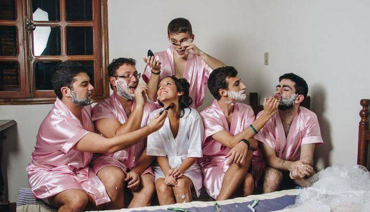 bride who did wedding shoot with her brothers,concept of wedding photoshoot,amazing wedding shoot,bridal photoshoot,bride with her bridesmaid