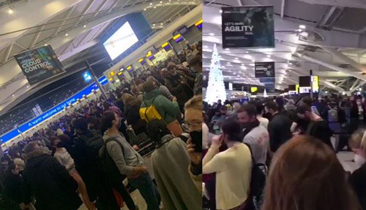 UK छोड़ने के लिए एयरपोर्ट पर भीड़, 25 देशों ने बैन की ब्रिटेन की उड़ानें