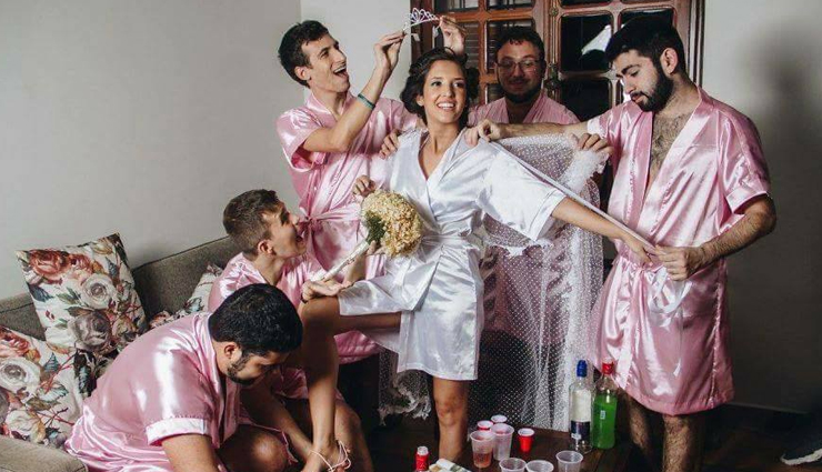 bride who did wedding shoot with her brothers,concept of wedding photoshoot,amazing wedding shoot,bridal photoshoot,bride with her bridesmaid