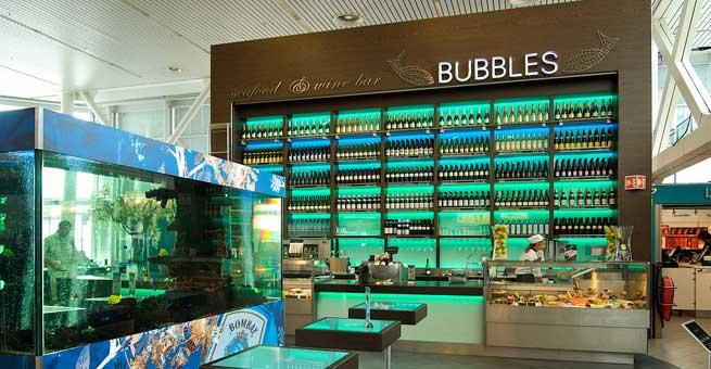 best airport restaurants,airport restaurants,imperial treasure,singapore,bubbles seafood & wine bar,europe,one flew south,united states,the encounter,united states,tian xia dumplings,china