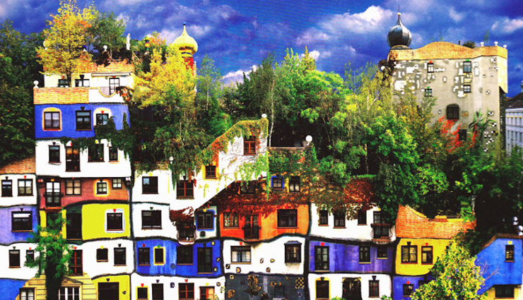 buildings created by hundertwasser,hundertwasser,waldspirale,hundertwasserhaus,quixote winery,the hundertwasser house of plochingen,hundertwasser in den wiesen,green citadel