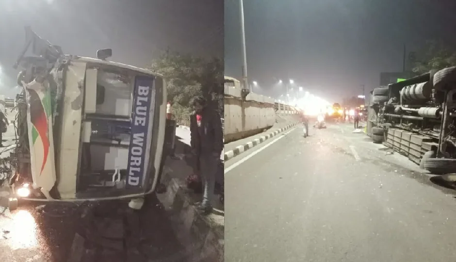 हल्द्वानी से दिल्ली जा रही बस NH-9 पर पलटी, हादसे में 12 यात्री गंभीर रूप से घायल