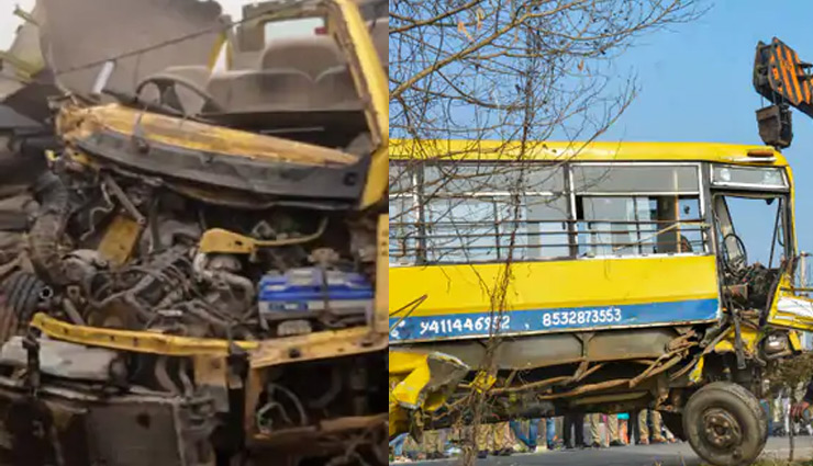 यूपी: 2 स्कूल बसों में भीषण टक्कर, सगे भाई-बहनों की मौत, 10 बच्चों समेत 14 लोग घायल 