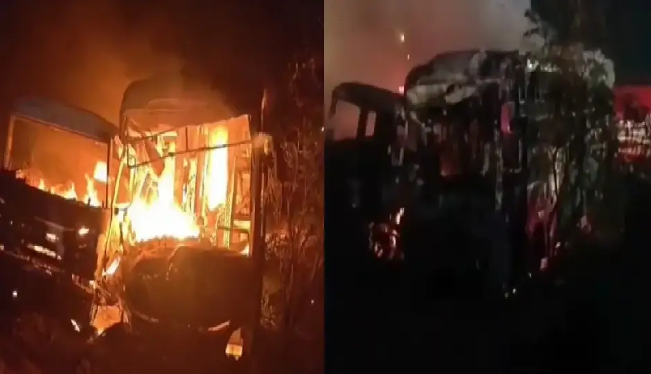 राजस्थान में भीषण सड़क हादसा, धू-धूकर जली टूरिस्ट बस; 8 यात्रियों की दर्दनाक मौत, 37 श्रद्धालु थे सवार