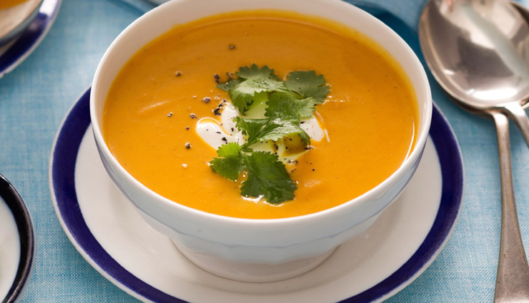 carrot and coriander soup,soup recipe,carrot recipe,snacks recipe