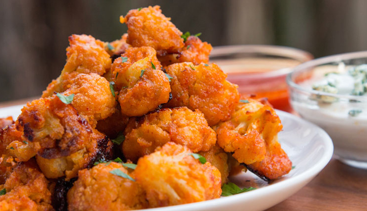 cauliflower buffalo bites,cauliflower recipe,snacks recipe