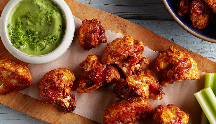 cauliflower buffalo bites,cauliflower recipe,snacks recipe