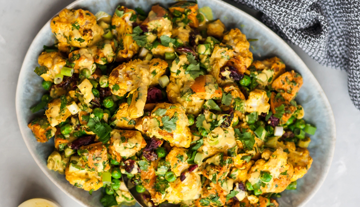 cauliflower salad,roasted cauliflower sweet potato salad  recipe,creamy  cashew  dressing,easy recipes,hunger struck,food
