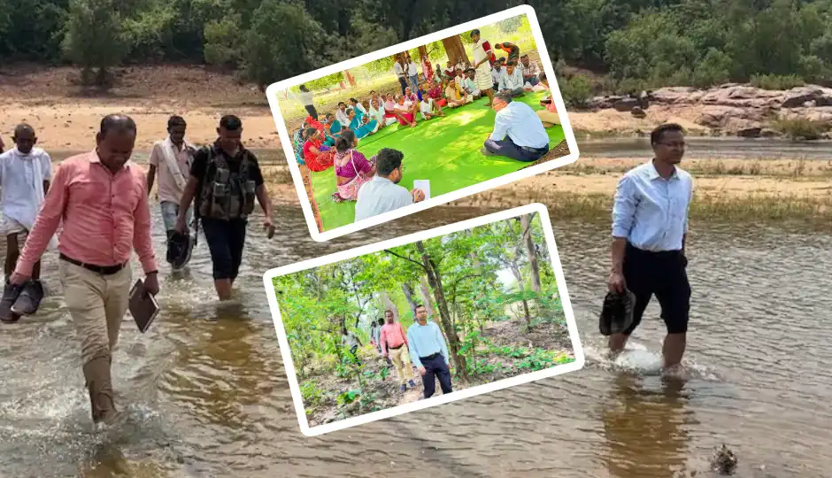 छत्तीसगढ़ के दुर्गम वनांचल में पहली बार पहुंचे कलेक्टर, 8 किलोमीटर पैदल सफर कर ग्रामीणों की समस्याएं सुनीं