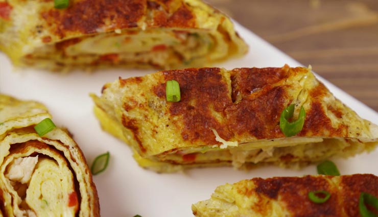 Recipe - A Great tasty light Dinner - Chicken Omelette Rolls 