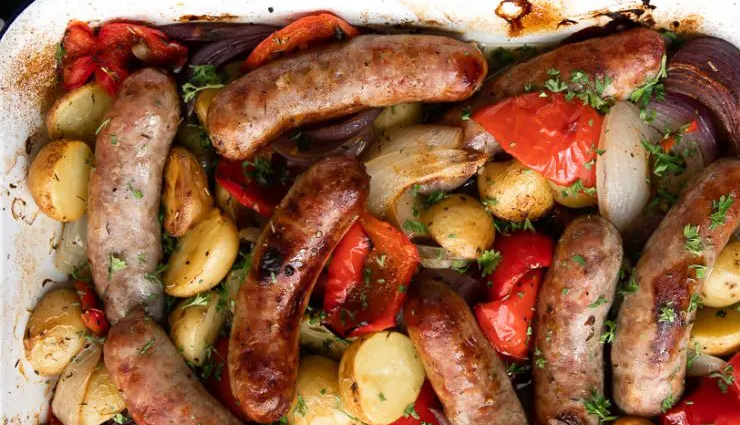 delicious sausage bake with potato and gravy,hunger struck,food,easy recipe