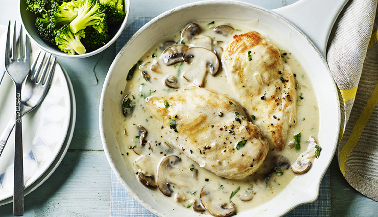 Recipe- Light For Dinner Chicken in Mushroom Sauce