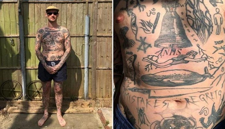 लॉकडाउन में शरीर पर हर दिन एक नया टैटू बना टाइमपास कर रहा शख्स