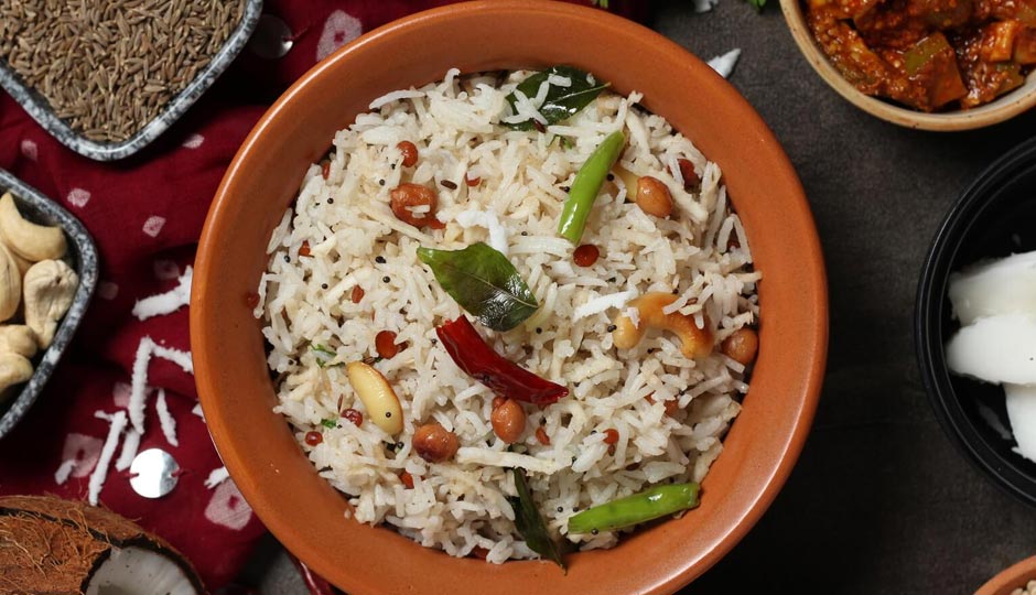 South India Style Coconut Rice Recipe