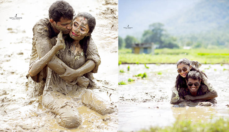 कीचड़ में लेटकर पति-पत्नी ने शादी के बाद कराया फोटोशूट,  तस्वीरे सोशल मीडिया पर वायरल
