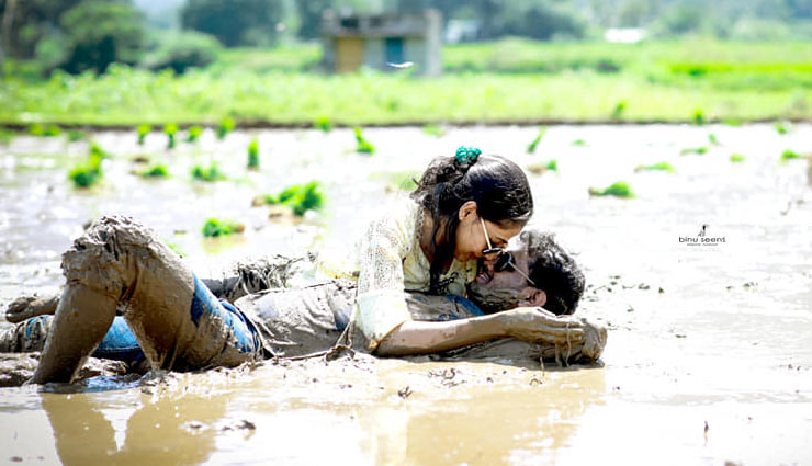 weird news in hindi,weird photoshoot,kerala,couple,couple mud photoshoot
