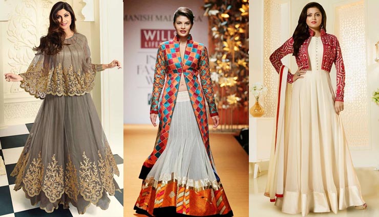 4 ways to style your crop jackets with long skirt,crop jackets with saree,crop jackets with anarkali suit,crop jackets with jeans
