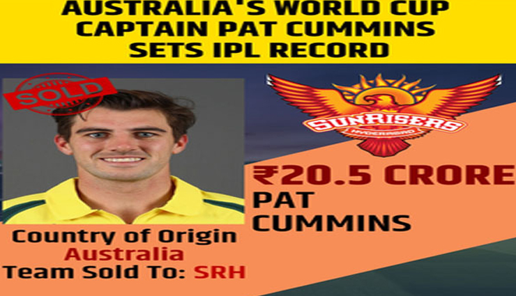 सनराइजर्स हैदराबाद ने लगाई आईपीएल इतिहास की सबसे महंगी बोली, इस खिलाड़ी पर खर्च किए 20 करोड़ से ज्यादा
