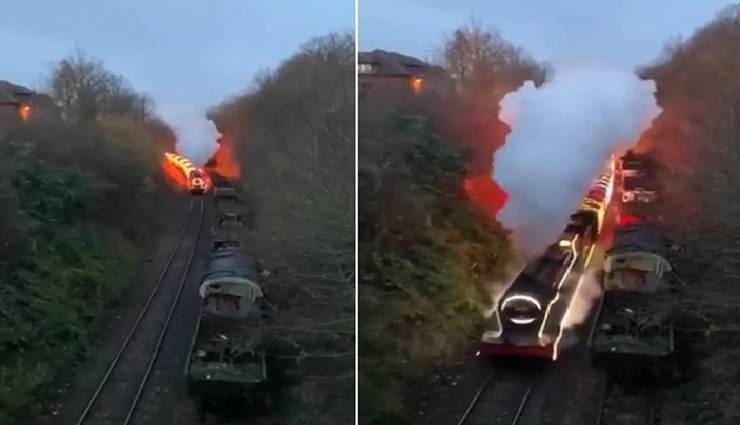 क्रिसमस पर लाइट्स से सजी इस ट्रैन ने सभी का ध्यान खींचा अपनी ओर, देखें Video 