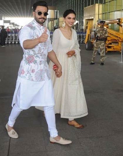 ससुराल रवाना हुए रणवीर सिंह, चूड़े और मंगलसूत्र लुक में नजर आई दीपिका पादुकोण, देखे वीडियो bollywood,deepika padukone,ranveer singh,bengaluru,mumbai airport
