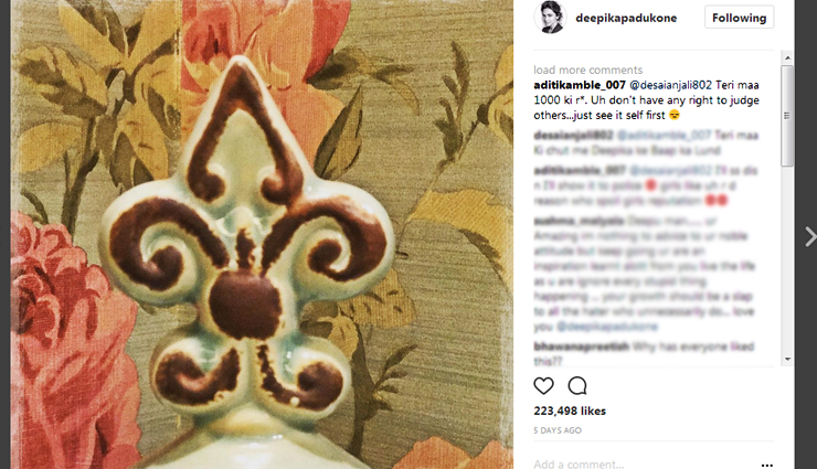 girl slammed deepika padukone with abusive language,deepika paukone,deepika padukone slammed,instagram picture