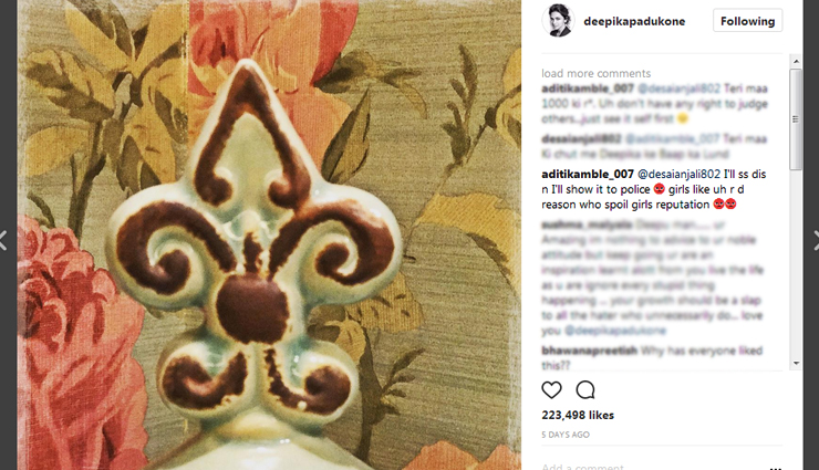 girl slammed deepika padukone with abusive language,deepika paukone,deepika padukone slammed,instagram picture