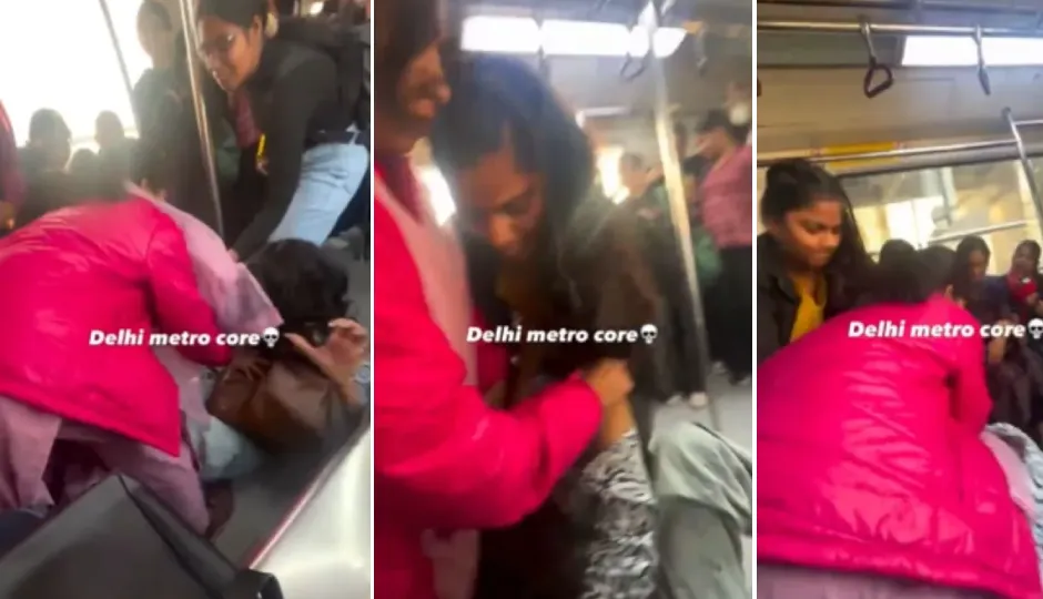 दिल्ली मेट्रो में महिलाओं के बीच जोरदार झगड़ा, Viral Video देख यूजर्स बोले- 'इस पर वेब सीरीज बननी चाहिए'